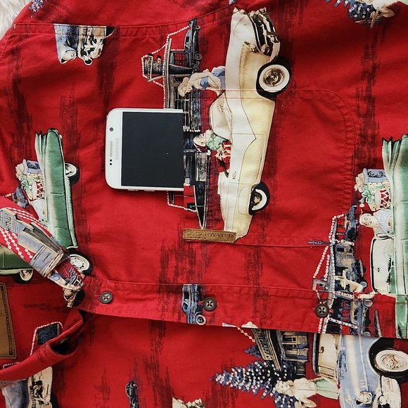 Christmas Clearwater Outfitters Vintage Santa Classic Car 1990s Cotton Shirt Y2K - Picture 7 of 12